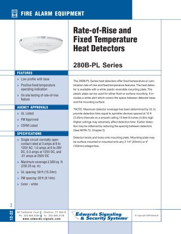 Rate-of-Rise and Fixed Temperature Heat Detectors - Alarm System ...