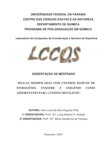 Versão Final Dissertação Mestrado Vera Lúcia - PPGQ