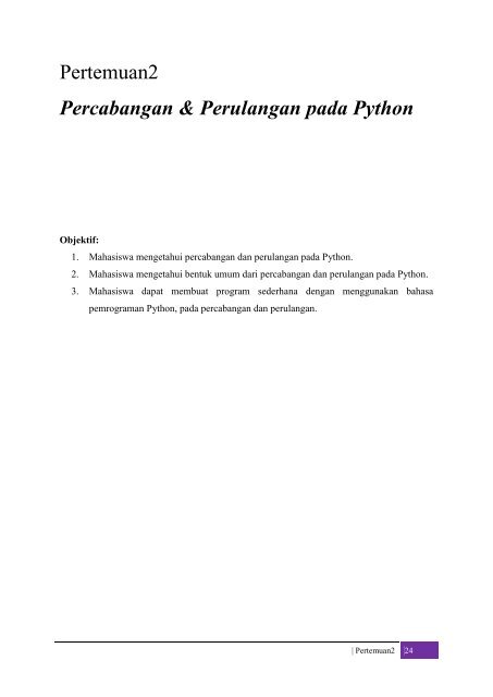 Pertemuan2 Percabangan & Perulangan pada Python - iLab