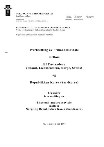 iverksettelsesrundskrivet - Toll og avgiftsdirektoratet