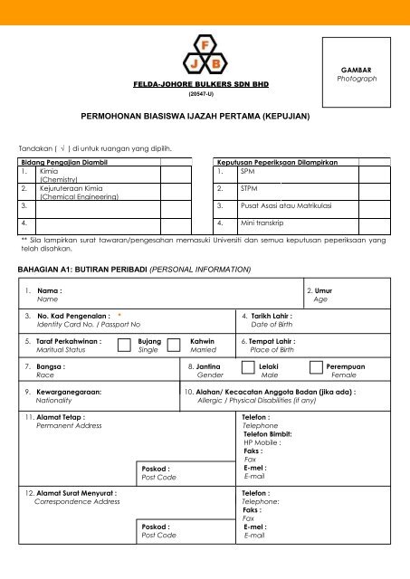 BORANG PERMOHONAN BIASISWA IJAZAH PERTAMA - MyUM