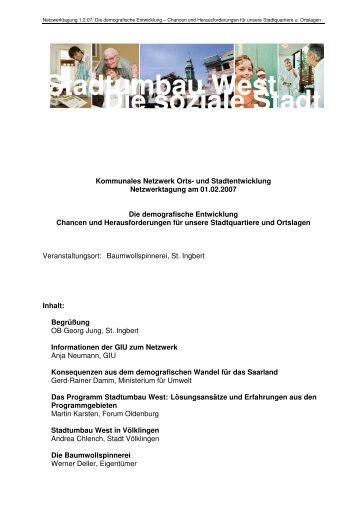 Zusammenstellung der Präsentationen (pdf) - Erfahrungsaustausch ...