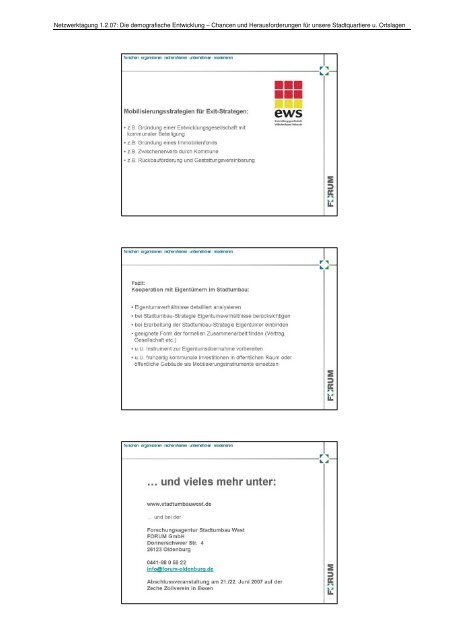 Zusammenstellung der Präsentationen (pdf) - Erfahrungsaustausch ...