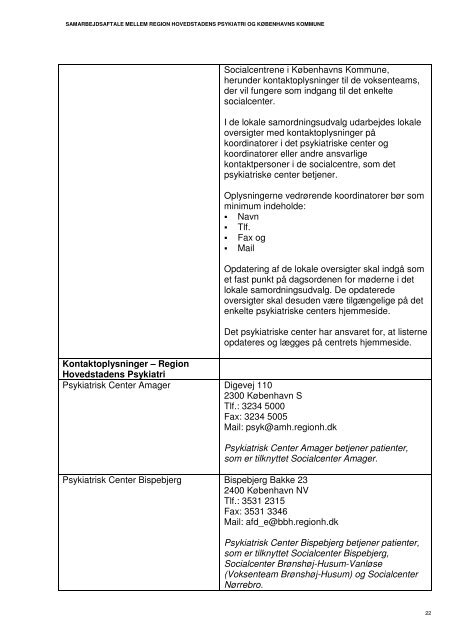 Samarbejdsaftale - Region Hovedstadens Psykiatri