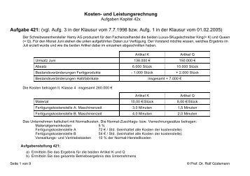 Kosten- und Leistungsrechnung Aufgabe 421: (vgl. Aufg ... - dgue.de