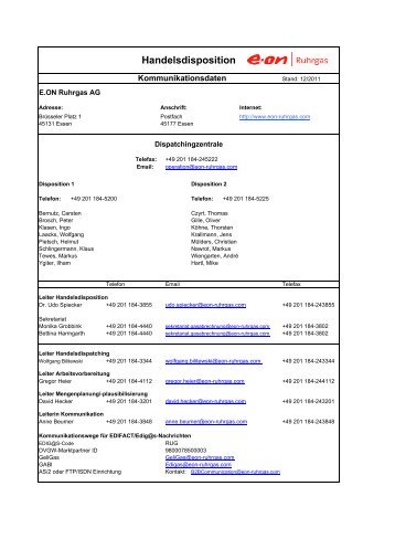 Handelsdisposition - E.ON Ruhrgas AG