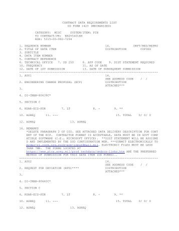 contract data requirements list dd form 1423 (mechanized)