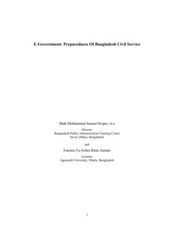 E-Government: Preparedness Of Bangladesh Civil Service - napsipag