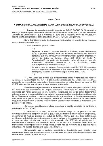 APELAÇÃO CRIMINAL Nº 2004.38.03.009260-4/MG RELATÓRIO A ...