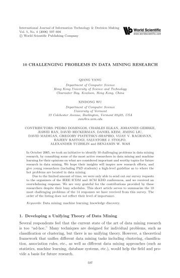10 challenging problems in data mining research - Computer Science