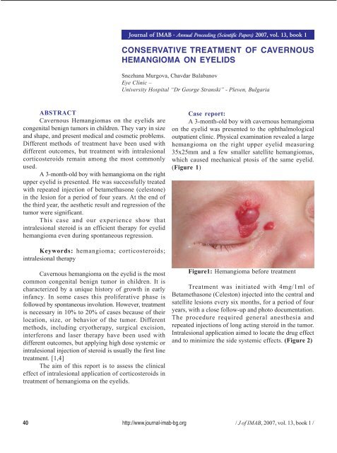 conservative treatment of cavernous hemangioma ... - Journal of IMAB