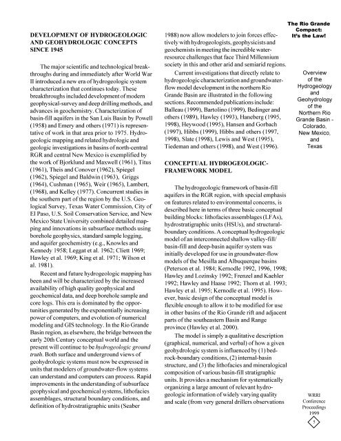 Overview of the Groundwater Hydrology of the Rio Grande Basin