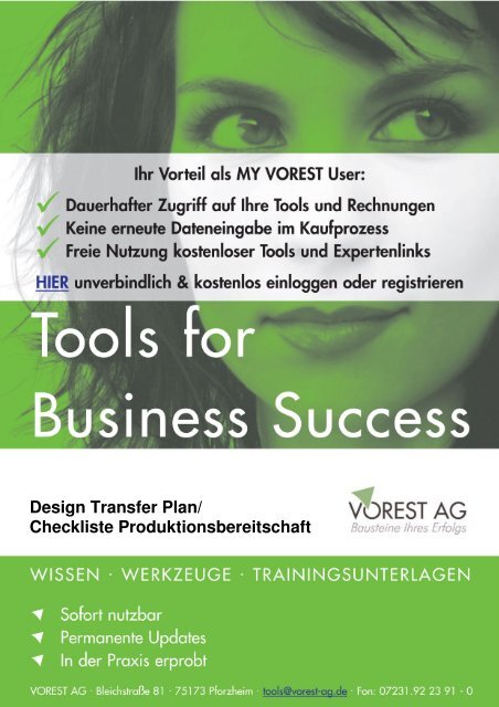 Design Transfer Plan / Report DIN EN ISO 13485 - Vorest AG