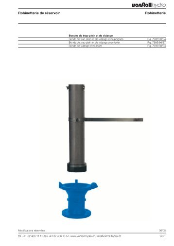 Robinetterie de rÃ©servoir Robinetterie - vonRoll hydro