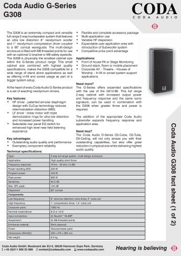 Coda Audio G308 fact sheet.indd