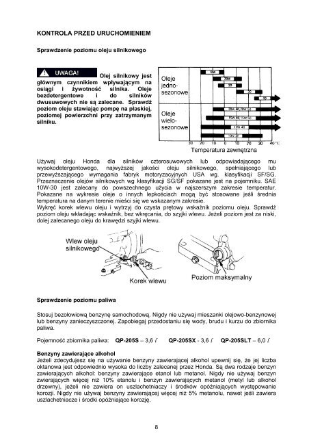 Instrukcja obsÃ…Â‚ugi pompy Honda QP-205SLT - pdf [644.23 kB] - Wobis