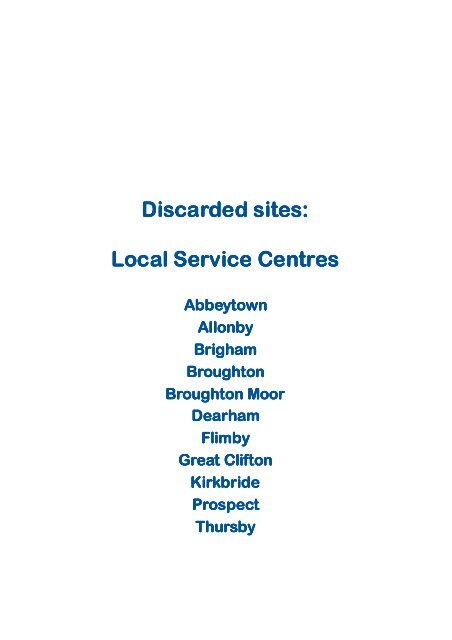 SHLAA Discarded Sites (March 2013) in PDF format - Allerdale ...