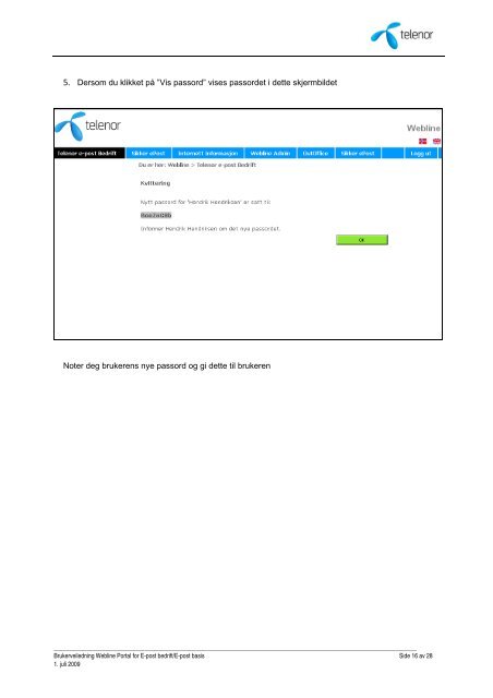 Brukerveiledning Webline Portal for E-post Bedrift/E-post ... - Telenor