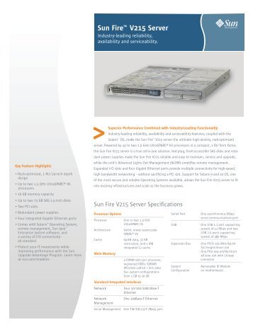 Sun Fire V215 Server datasheet