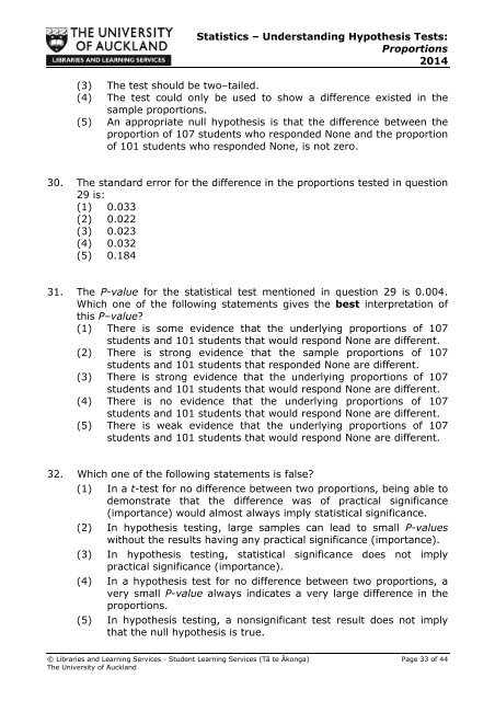 STATISTICS â UNDERSTANDING HYPOTHESIS TESTS