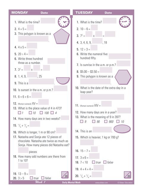 Download Pages From Daily Mental Math Grade 5 Didax Download Pages From Daily Mental Math Grade 5 Didax