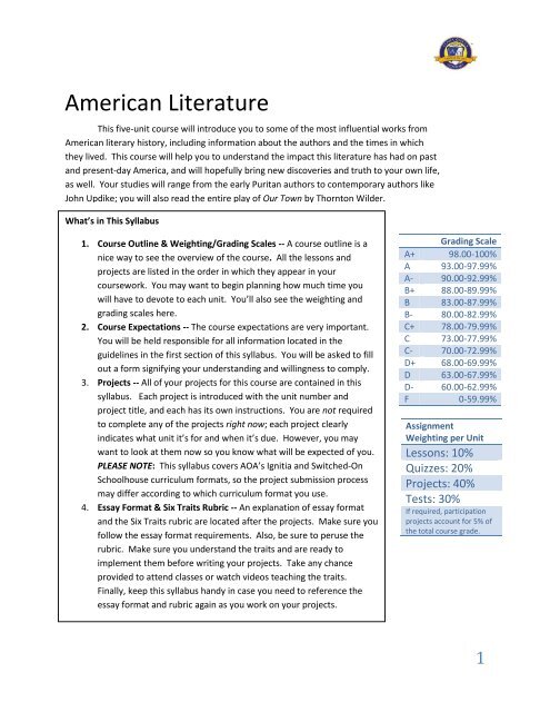American Literature - Alpha Omega Academy