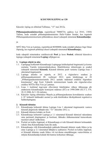 Leping nr 120, 15.05.2012 - PÃµllumajandusministeerium