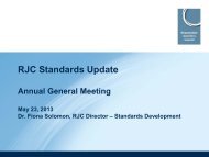 RJC Standards Update - Responsible Jewellery Council