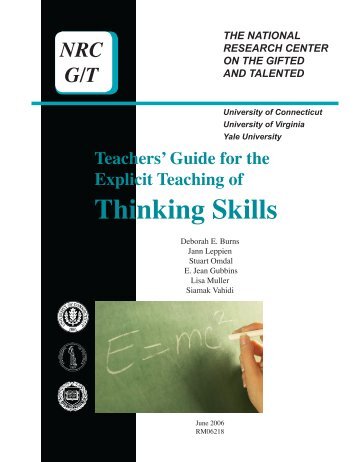 Teachers' Guide for the Explicit Teaching of Thinking Skills