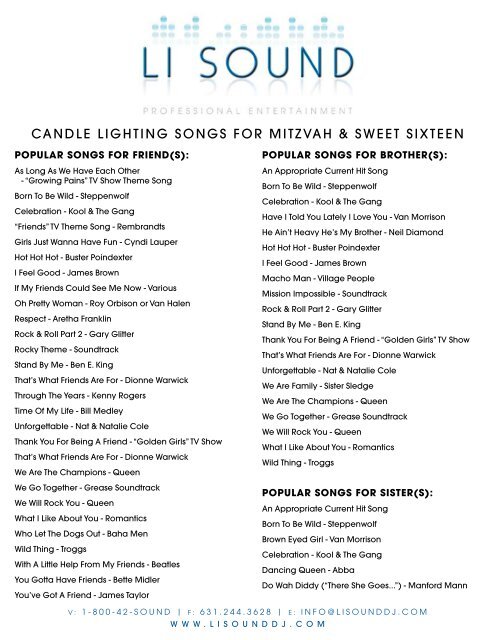 Candle Lighting Songs For Mitzvah Sweet Six Long Candle Lighting Songs For Mitzvah Sweet Six Long