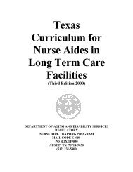 Texas Curriculum for Nurse Aides in Long Term Care Facilities