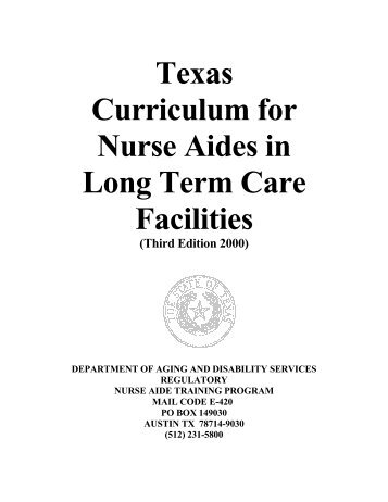 Texas Curriculum for Nurse Aides in Long Term Care Facilities