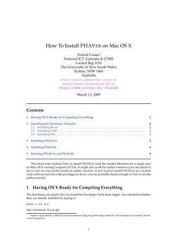 How To Install PHAVER on Mac OS X - Verimag