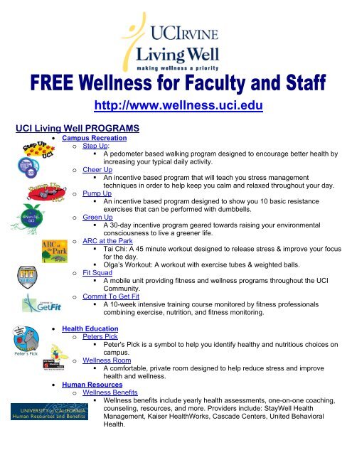 UCI LivingWell Program Flyer - Wellness