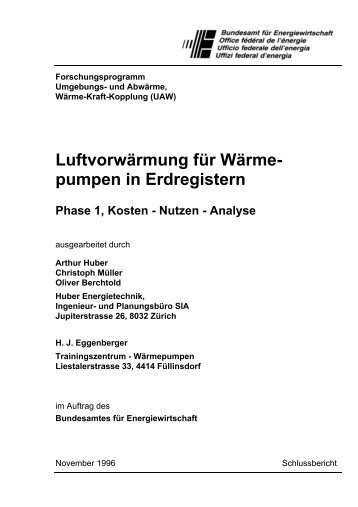 pumpen in Erdregistern - Huber Energietechnik AG