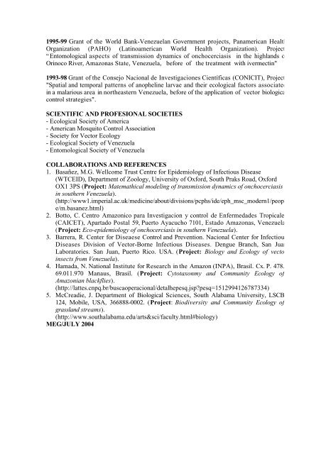 curriculum vitae - Facultad de Ciencias-UCV - Universidad Central ...