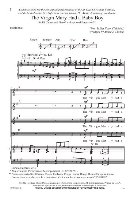 The Virgin Mary Had a Baby Boy - JW Pepper Sheet Music