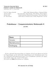Probeklausur â Computerorientierte Mathematik II Name Vorname ...