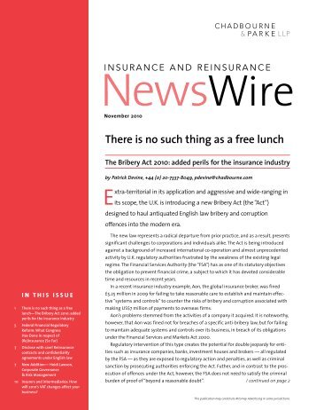 Insurance and Reinsurance NewsWire - Chadbourne & Parke LLP