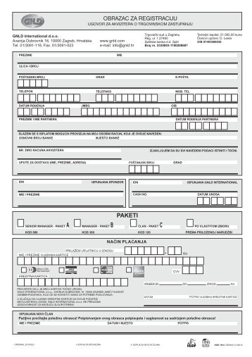 PAKETI OBRAZAC ZA REGISTRACIJU