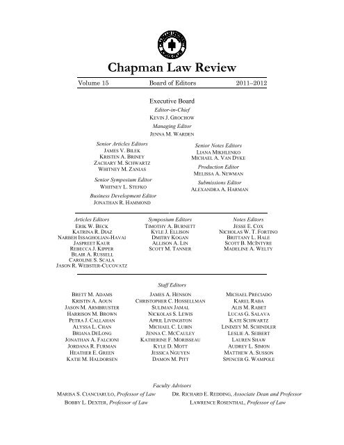 Chapman Law Review - Chapman University