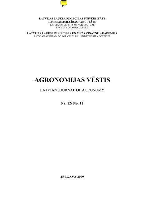 Agronomijas v stis - Latvijas LauksaimniecÄ«bas universitÄte