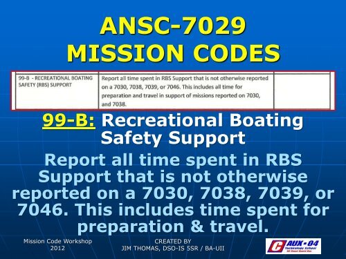 mission codes - US Coast Guard Auxiliary District 13