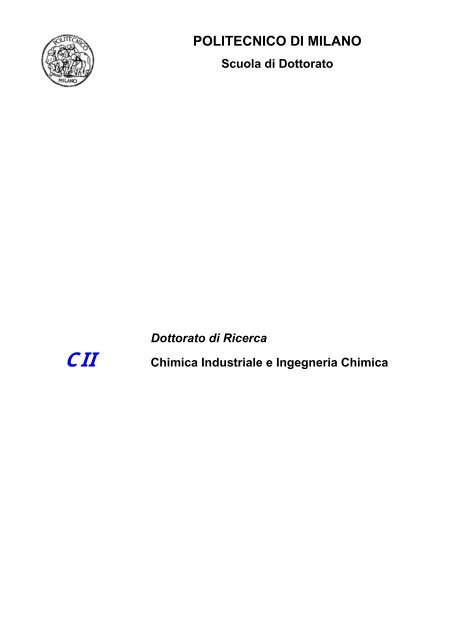 POLITECNICO DI MILANO - Dottorato di Ricerca