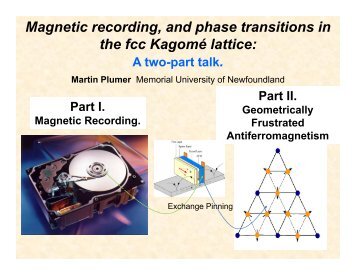 Magnetic recording, and phase transitions in the fcc Kagomé lattice: g