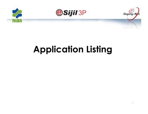 Application Listing - e-Sijil 3P - FAMA