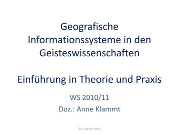Theorie und Praxis von geographischen Informationssystemen (GIS ...