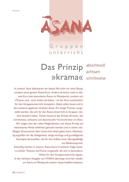 Das Prinzip Â»kramaÂ« - VIVEKA - Hefte fÃ¼r Yoga