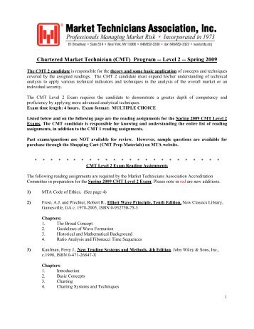 (CMT) Program -- Level 2 - Market Technicians Association