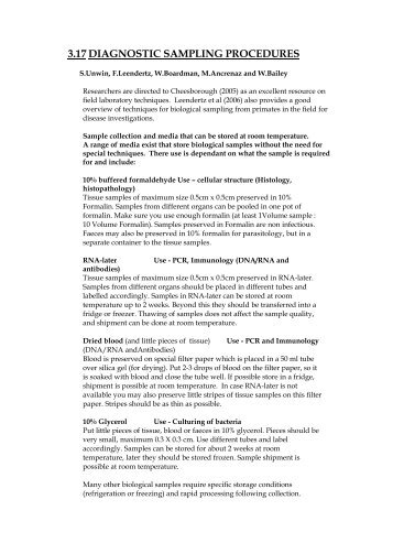 3.17 DIAGNOSTIC SAMPLING PROCEDURES - Wildpro